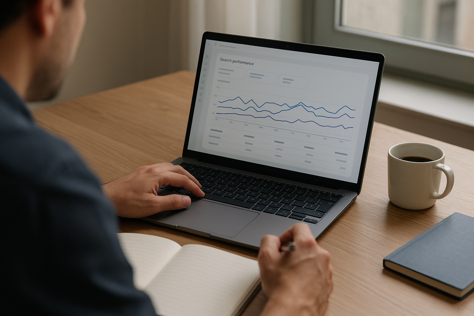 Análisis SEO en notebook para mejorar el posicionamiento orgánico de una pyme en Argentina