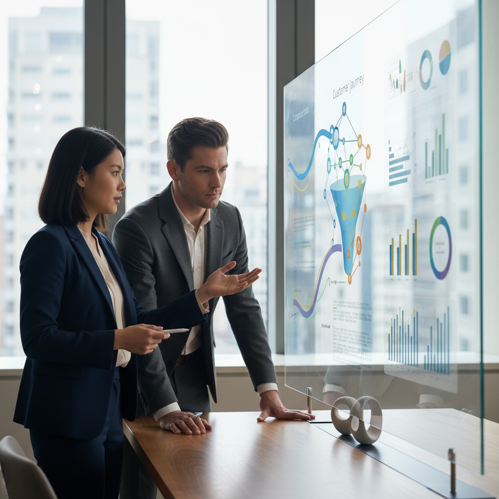 Equipo pyme analizando tableros y automatizaciones con inteligencia artificial en una estrategia digital