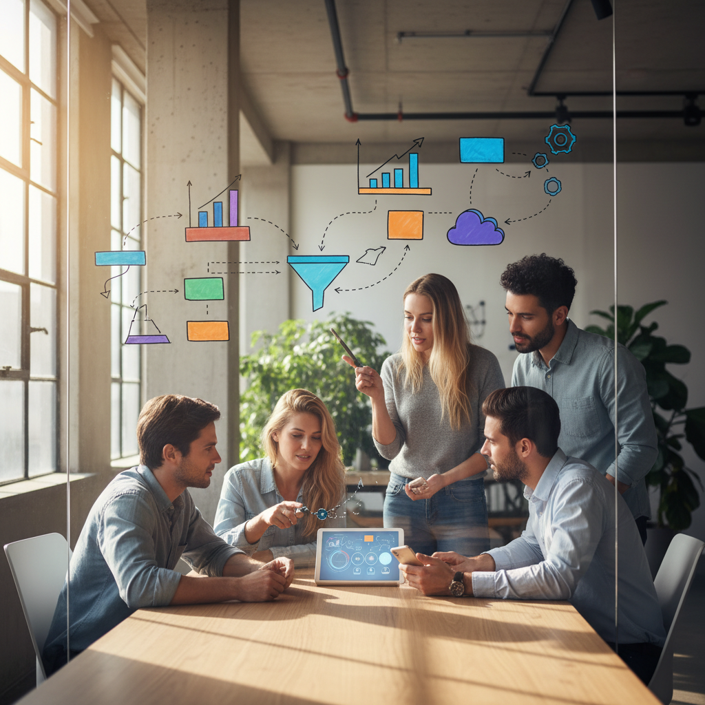 Equipo trabajando sobre procesos, automatizacion y transformacion digital para mejorar ventas y seguimiento comercial