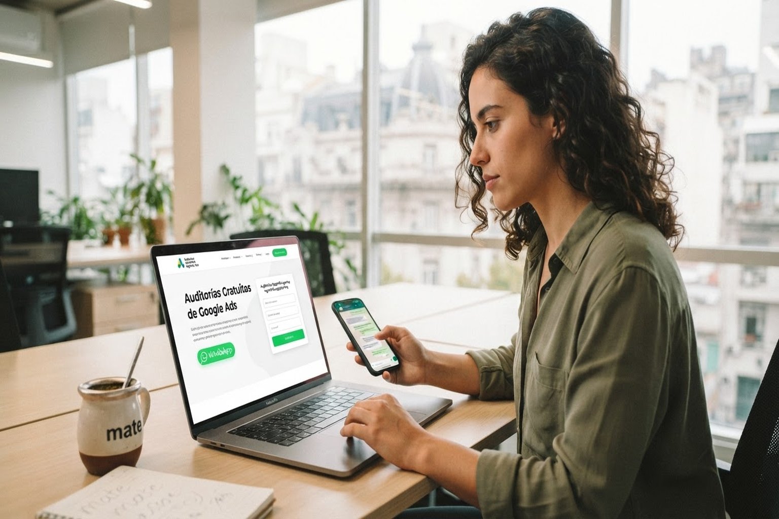Landing page, WhatsApp y seguimiento de conversiones en una campaña de Google Ads